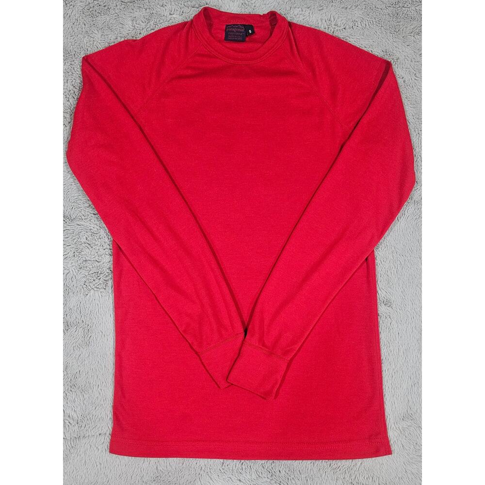 Patagonia Capilene Sweater, T Shirt, Long Sleeve, Base, Red, Layer, Mens Sz S